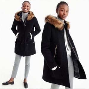 JCrew Black Stadium Cloth Coat Nello Gori Peacoat (size 10)